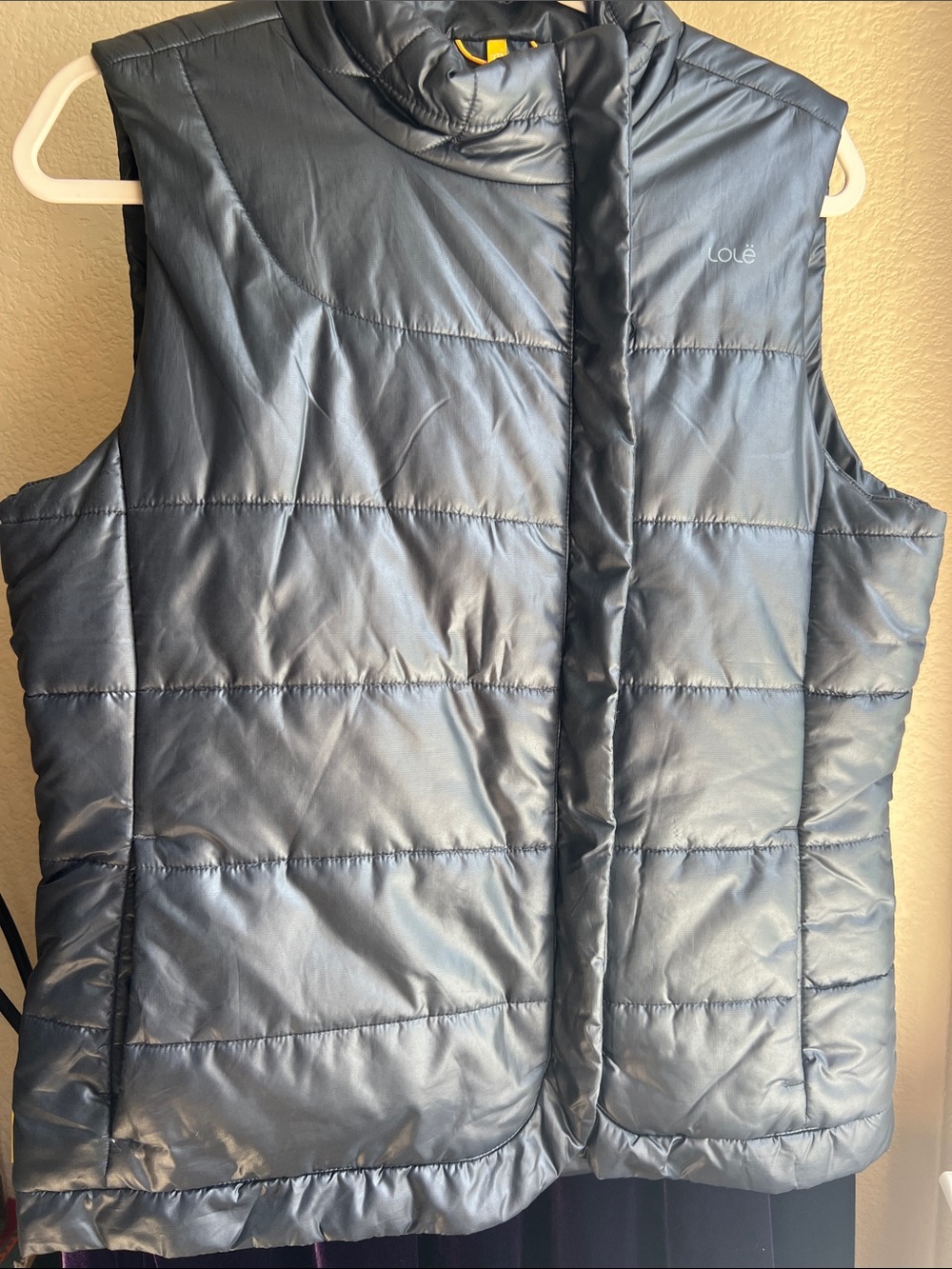 Lole asymmetrical, zip, puffer, water, repellent Quilted Vest Large